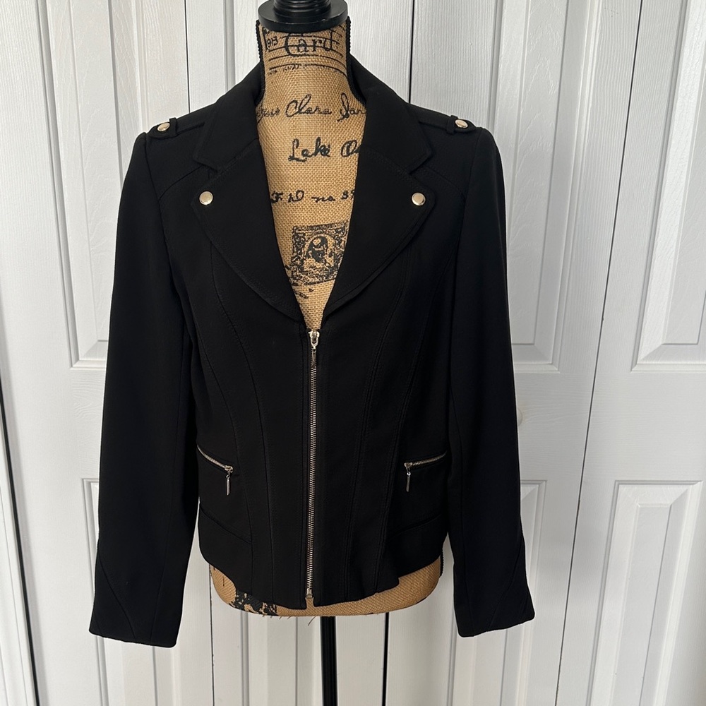 WHBM Black Blazer with Gold Metal Accents